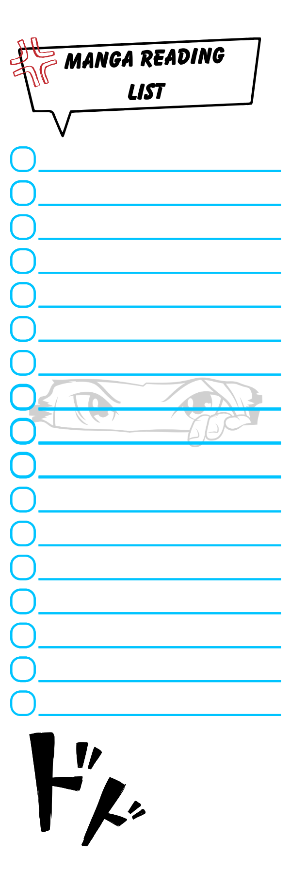 Manga Reading List Bookmark