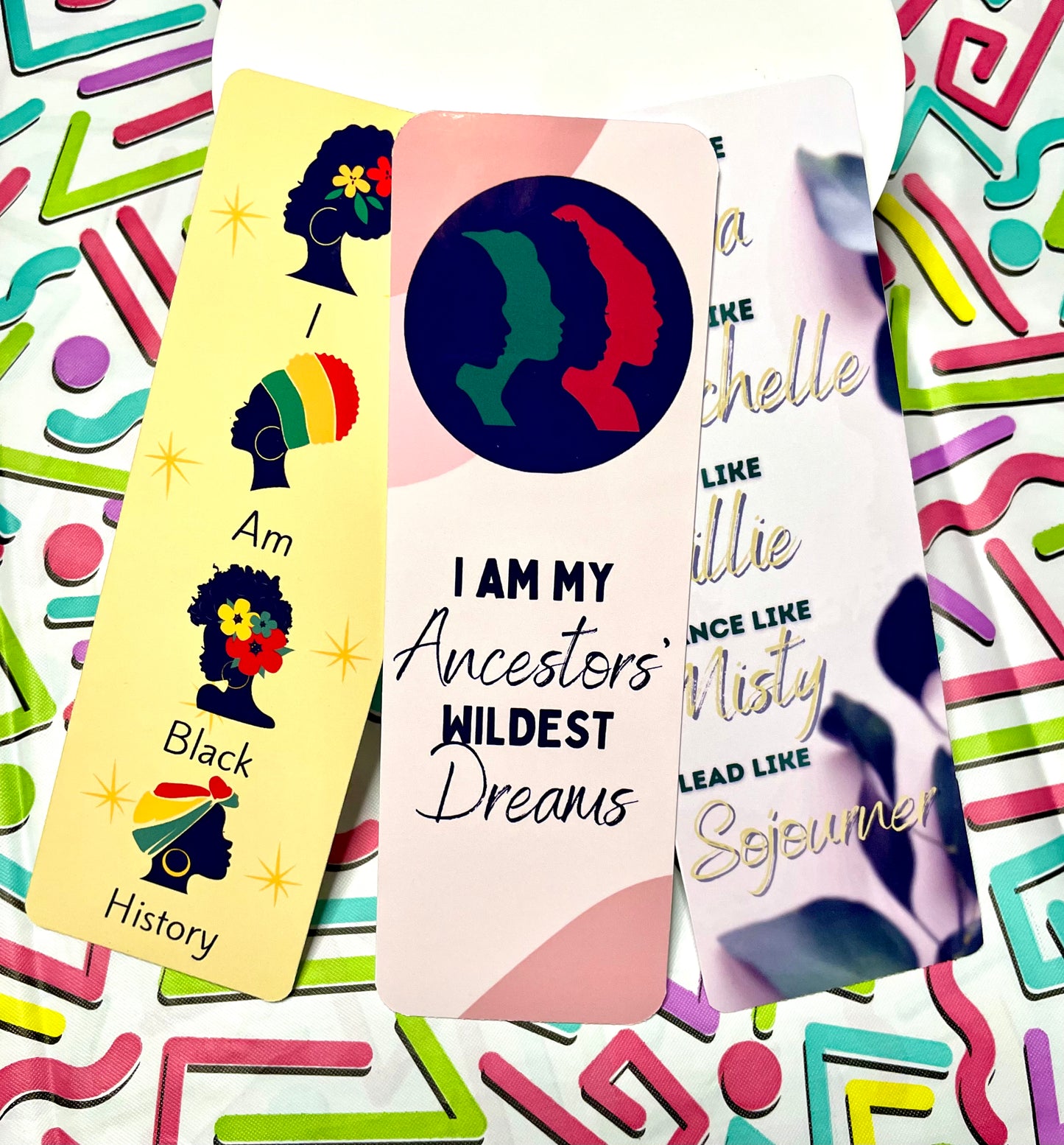 Black History Month bookmark trio featuring affirmations and images of influential Black women.