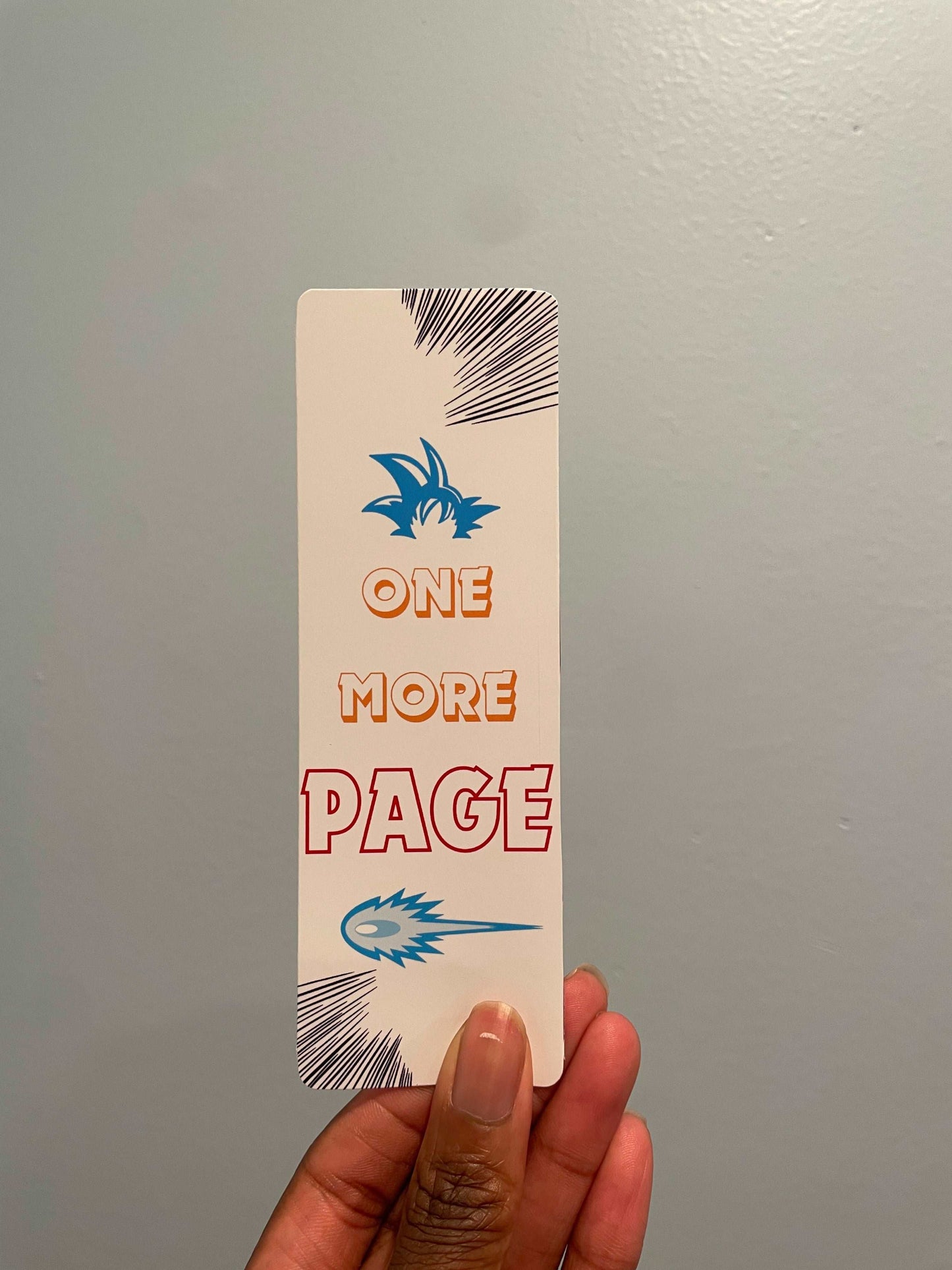 Dragon Ball Z bookmark featuring the phrase 'One More Page'