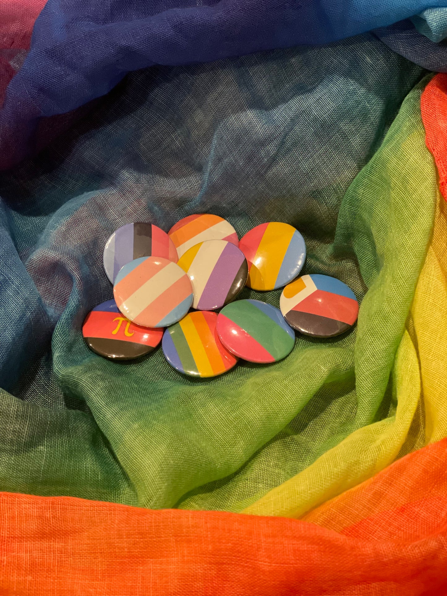 Glossy Pride Flag Pin-Back Buttons