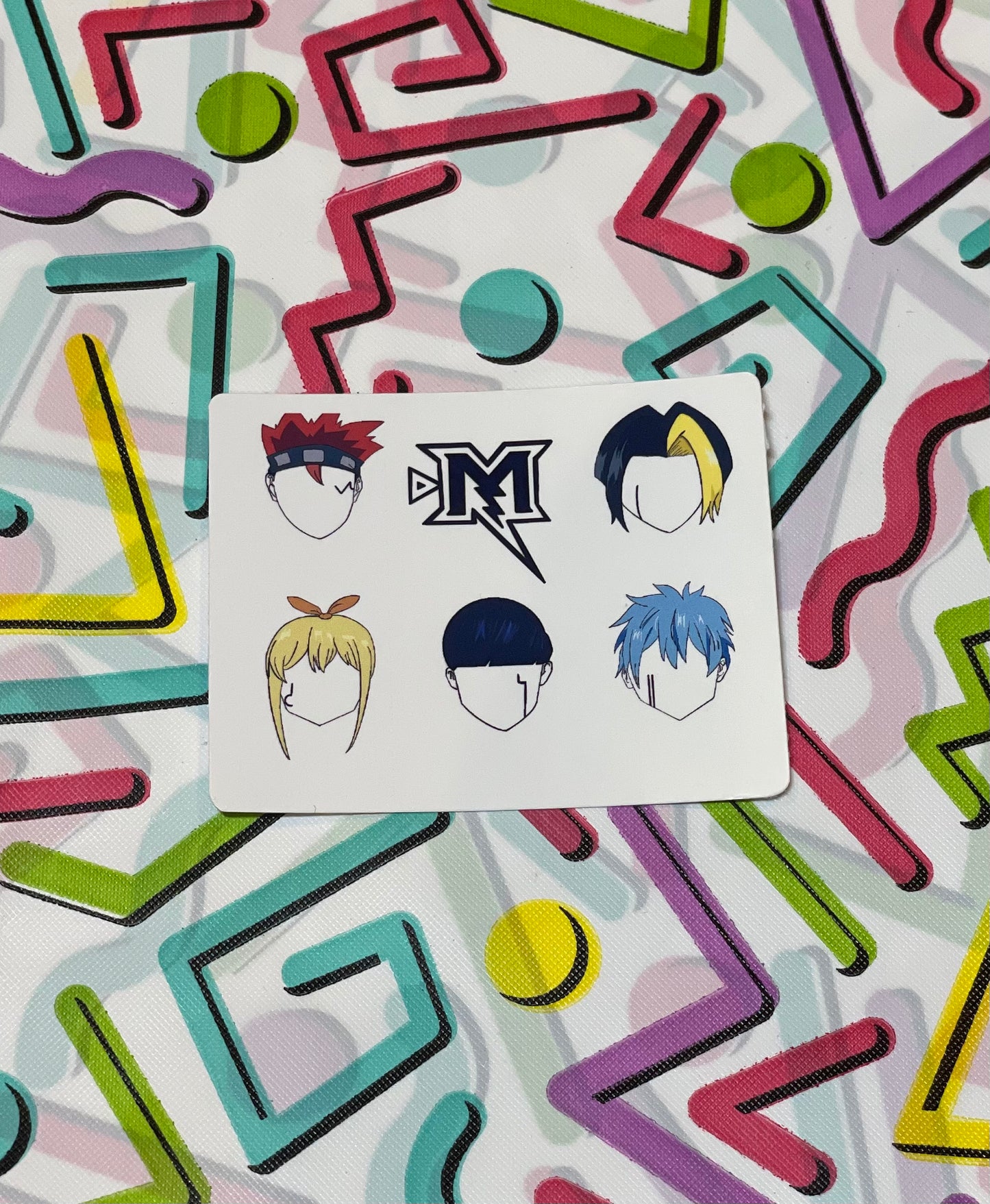 A colorful sticker featuring characters from the anime series Mashle: Muscles and Magic, representing the House Adler team.