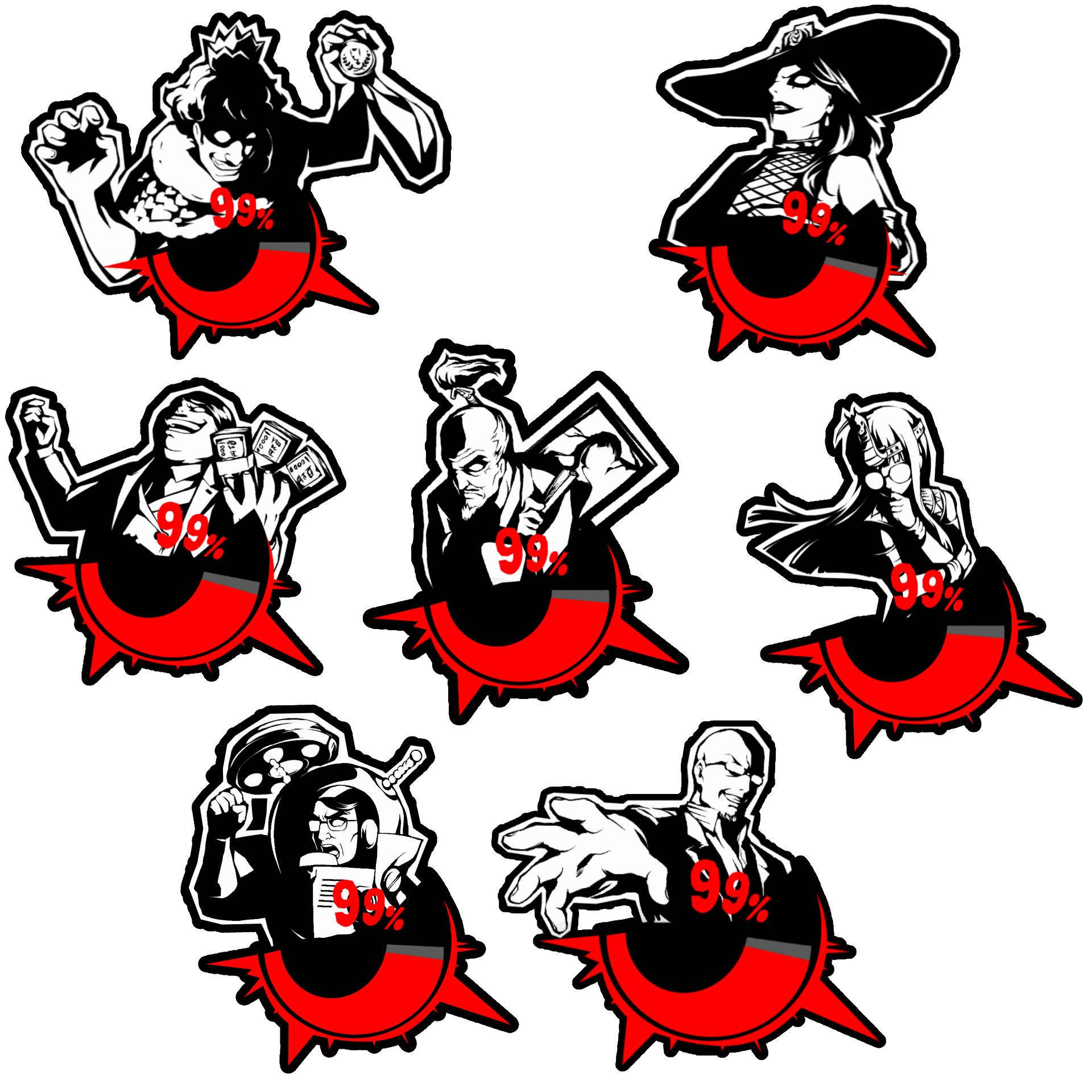 Persona 5 Threat Level Stickers